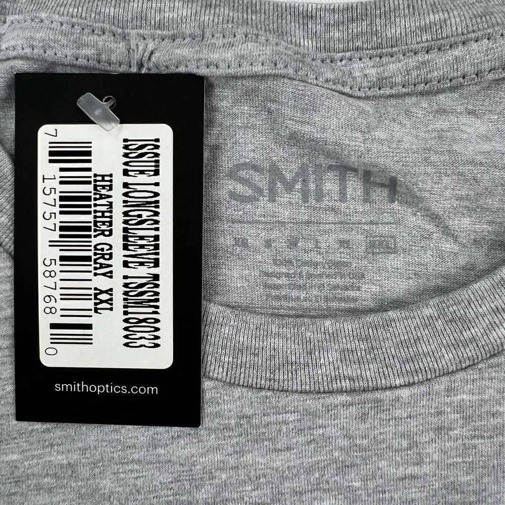 New Smith Men 100% Cotton Gray Long Sleeve T-Shirt Crew Neck Pullover US XXL - Picture 6 of 6